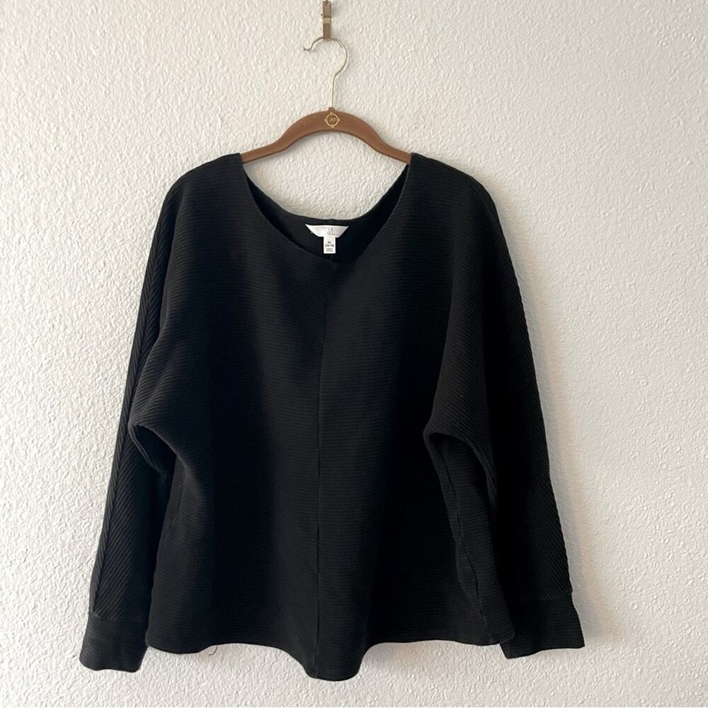 Black Ribbed Long Sleeve Top Size XL